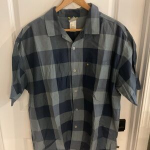 The North Face - Button Down Short Sleeve Men's Blue Plaid Shirt - Size X-Large
